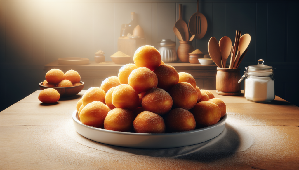 Bolinho de chuva receita tradicional dourado e polvilhado com açúcar e canela