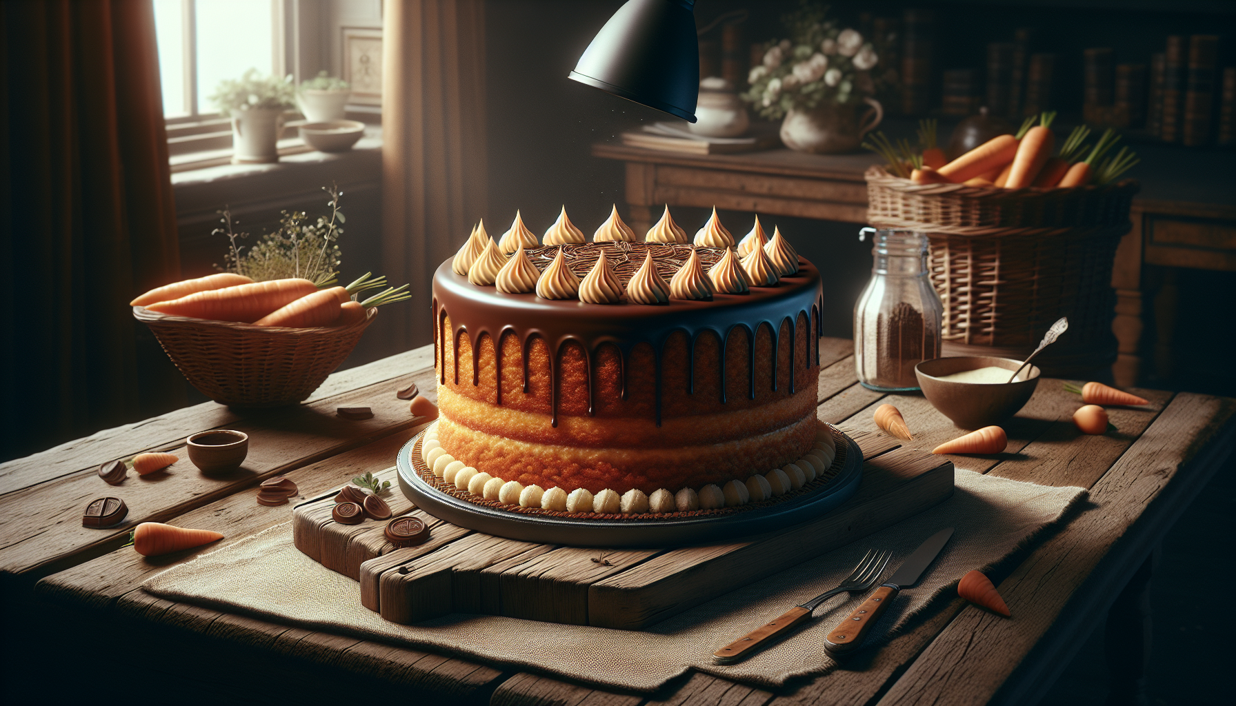 Bolo de cenoura fofinho pronto e decorado