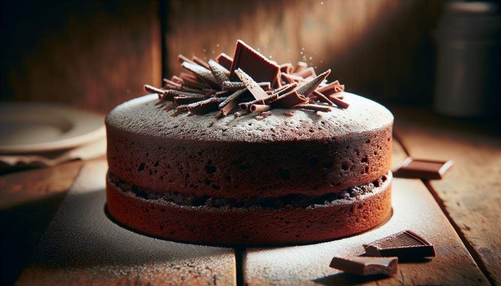 Bolo de chocolate simples pronto e decorado