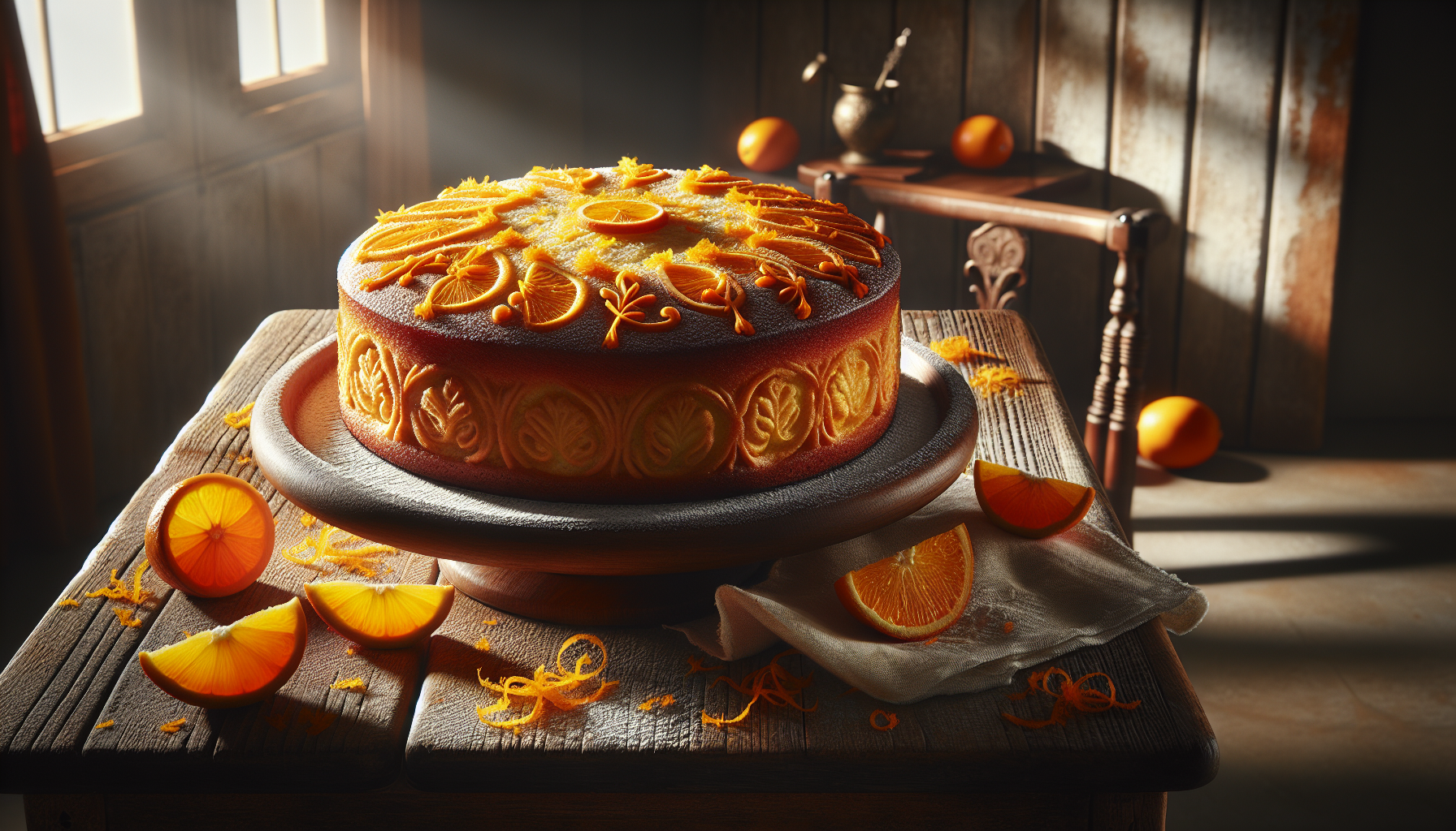 Bolo de laranja caseiro pronto para servir