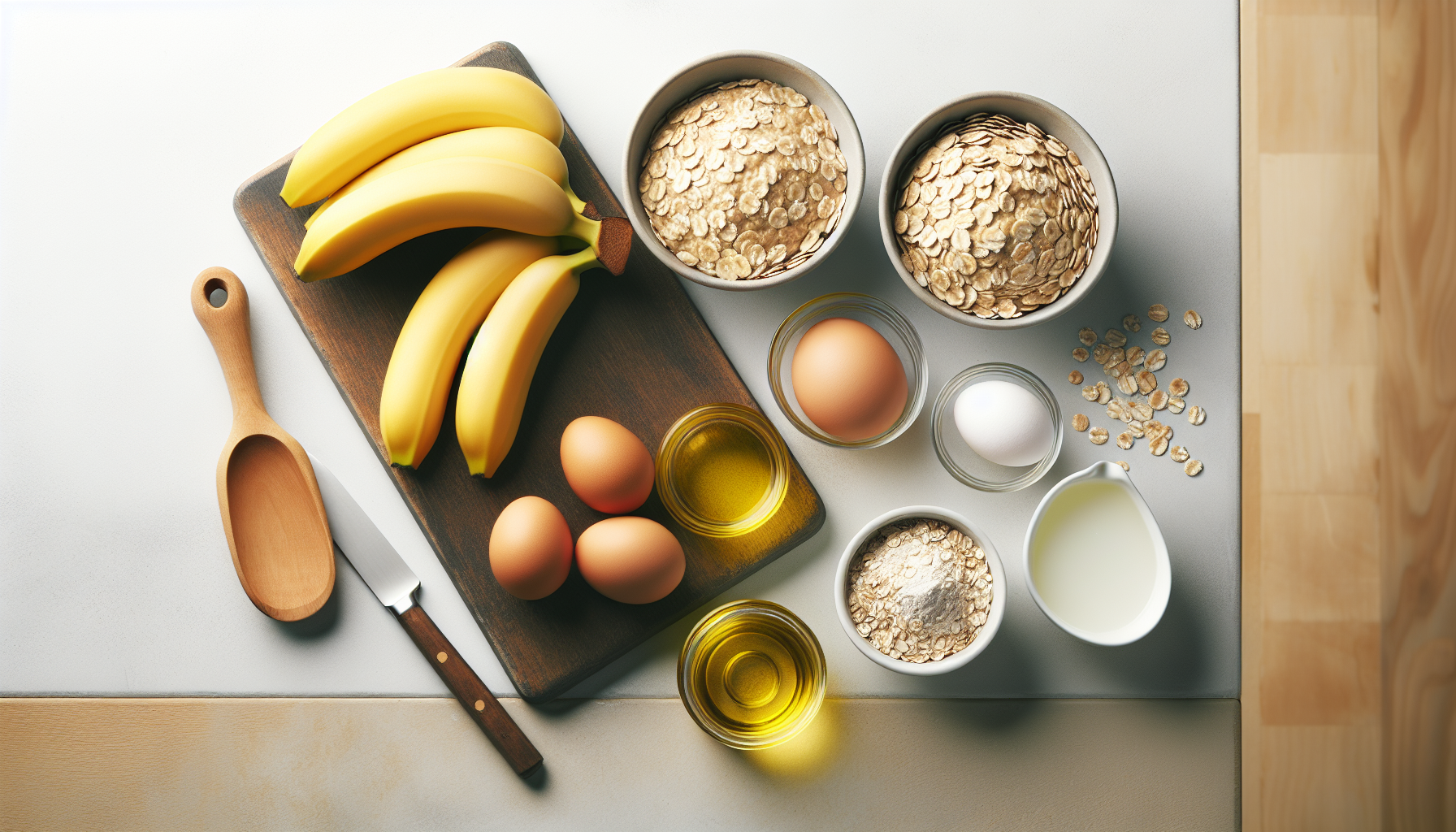 Ingredientes para bolinho de banana com aveia para bebê em close-up