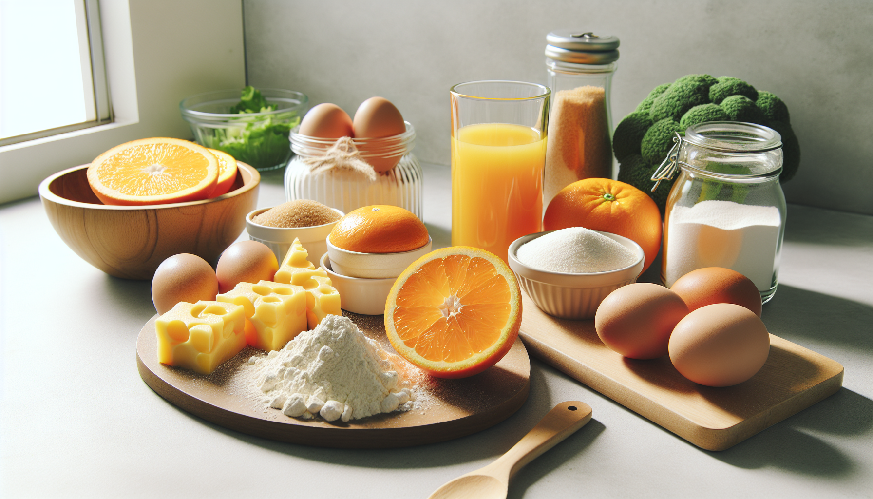 Close-up dos ingredientes do bolo de laranja
