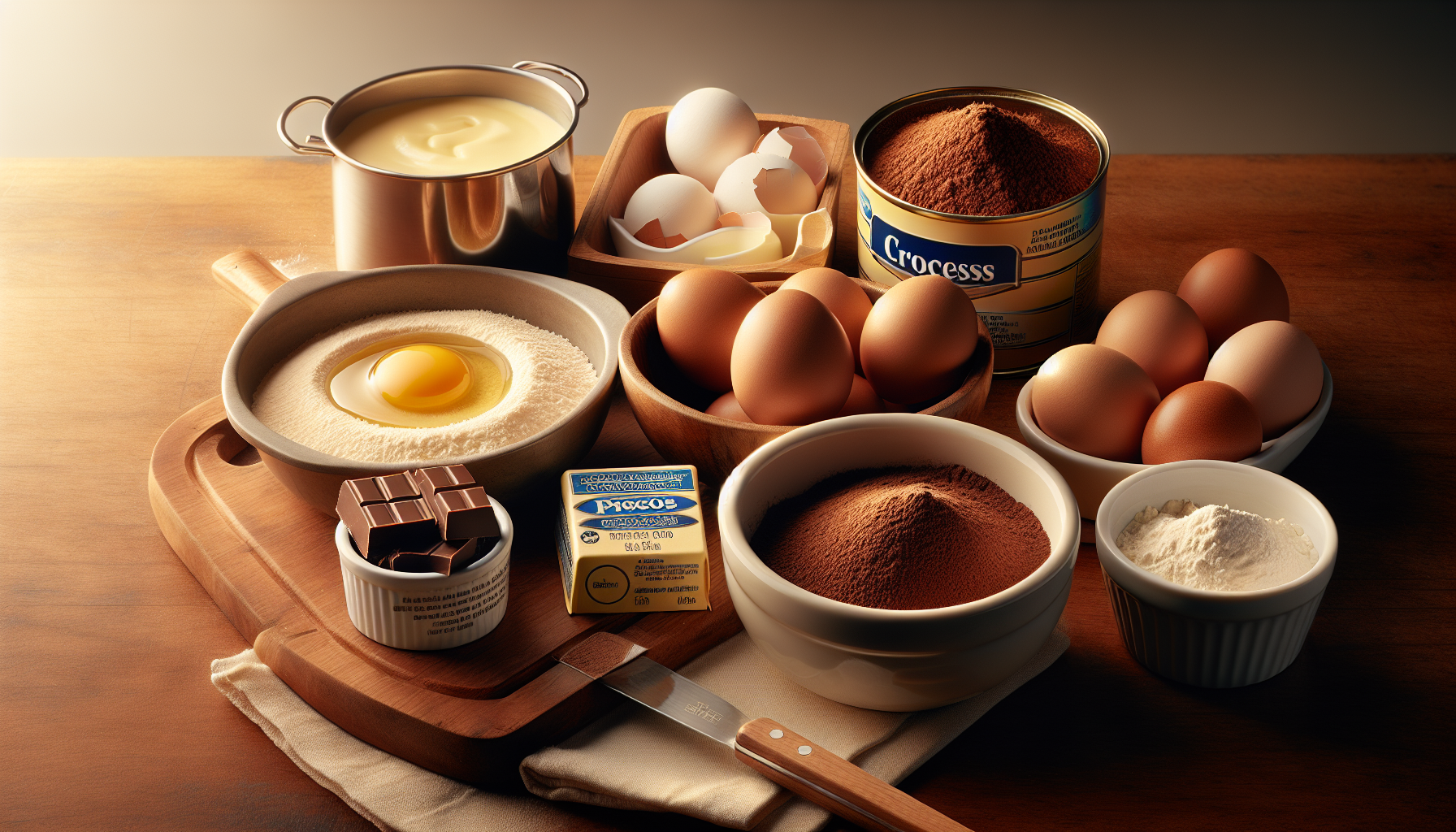 Ingredientes para preparar brigadeirão em close-up