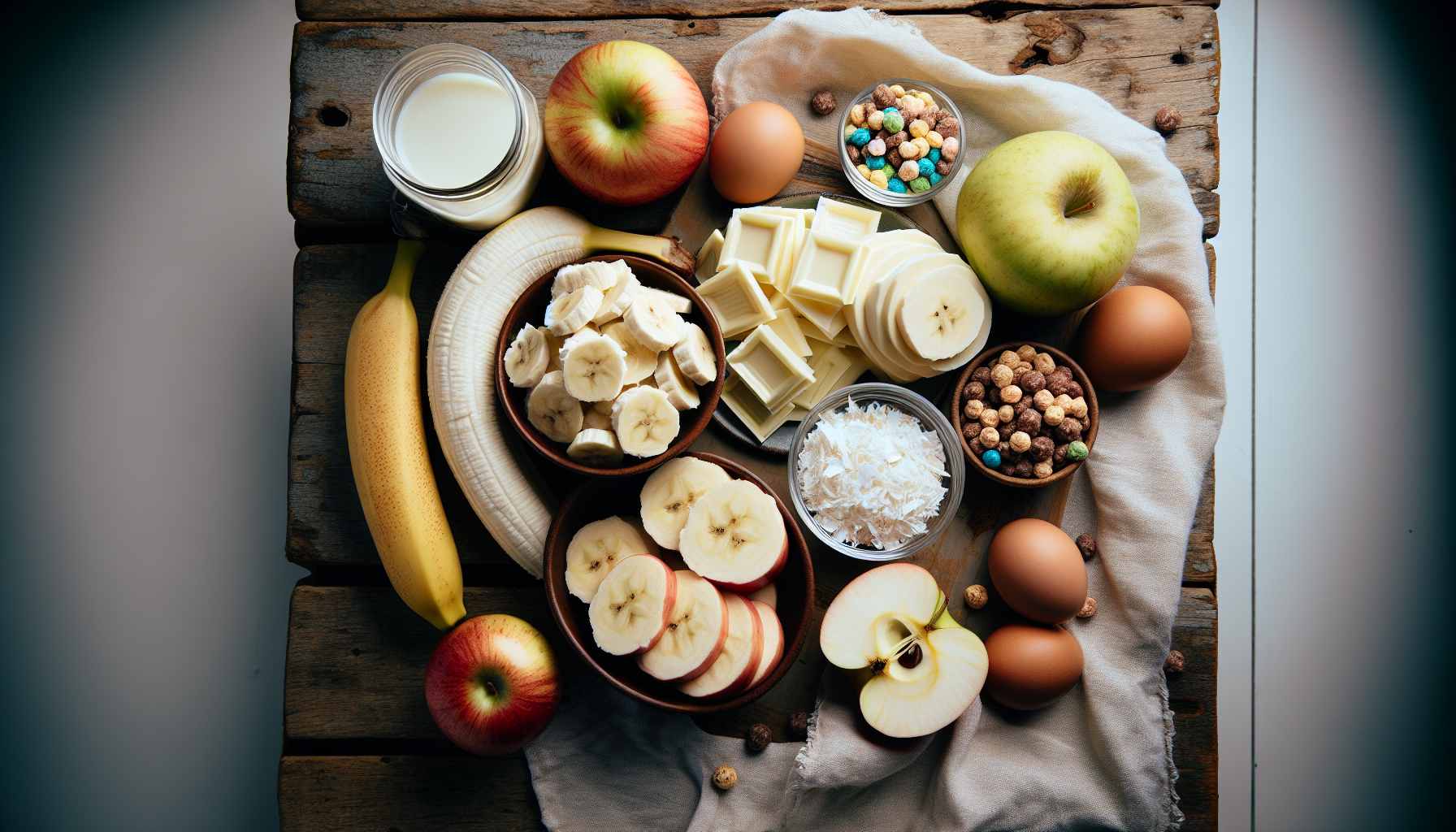 Ingredientes frescos para ovo de páscoa para bebê receita em close-up