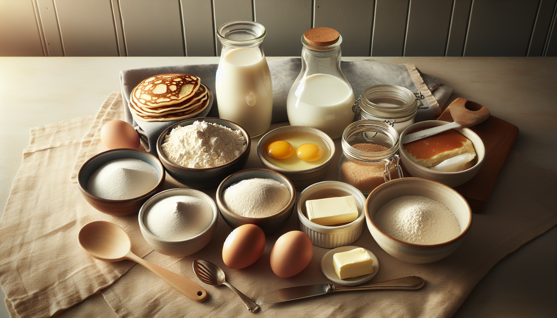 Ingredientes para receita de panqueca americana em close-up