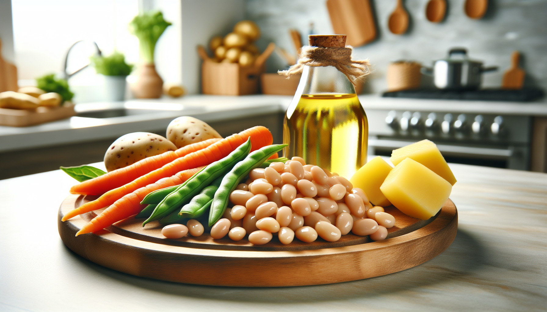 Ingredientes frescos para papinha de feijão para bebê