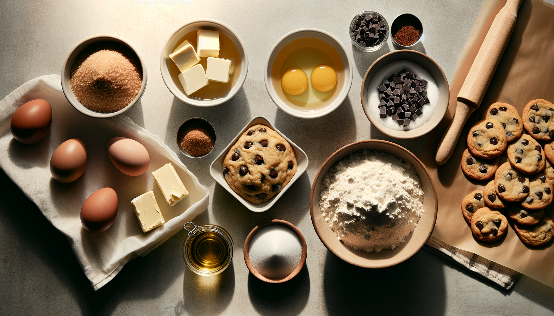 Ingredientes para receita de cookie caseiro em close-up