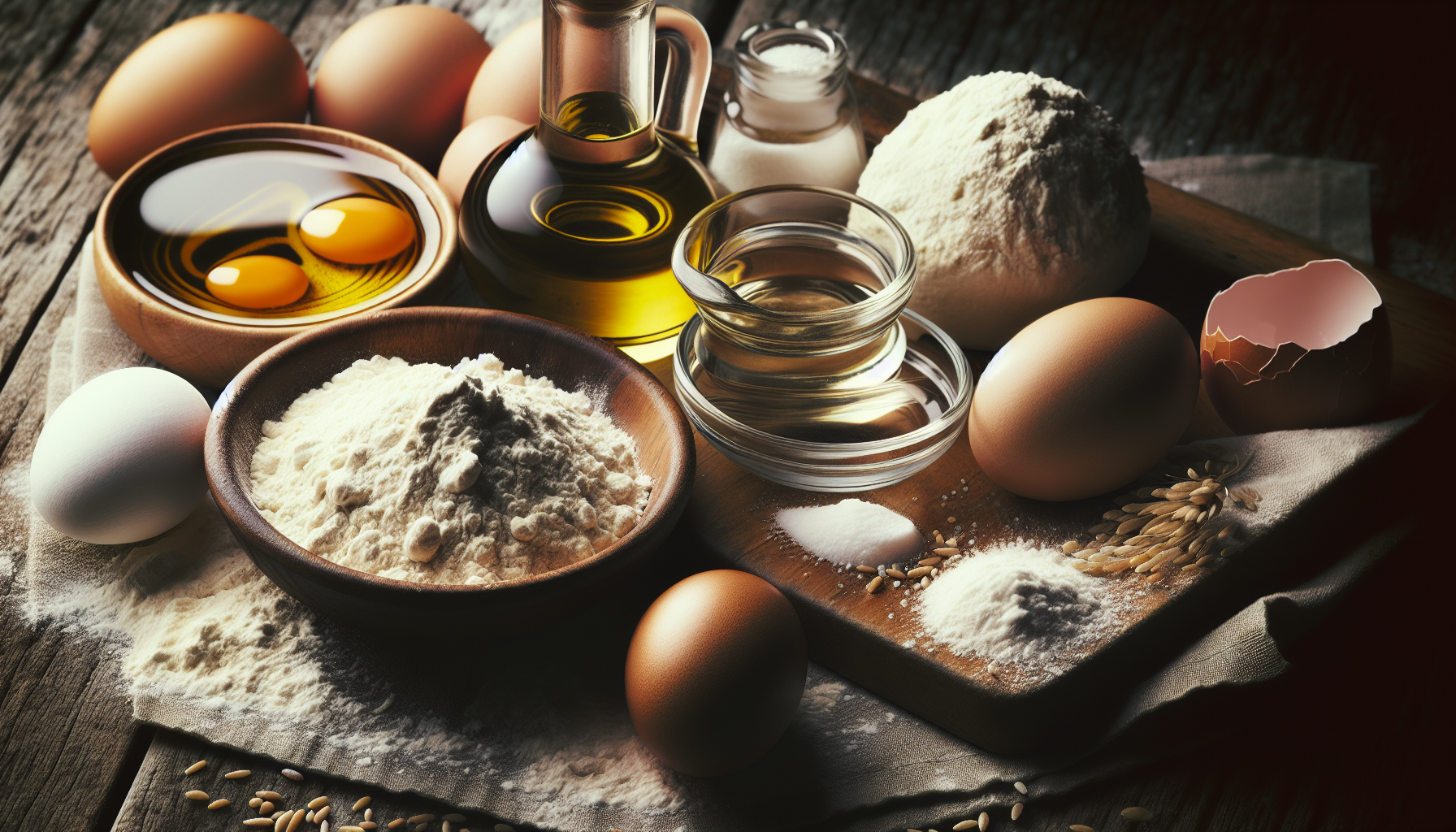 Ingredientes para receita de massa de pizza fresca em close-up