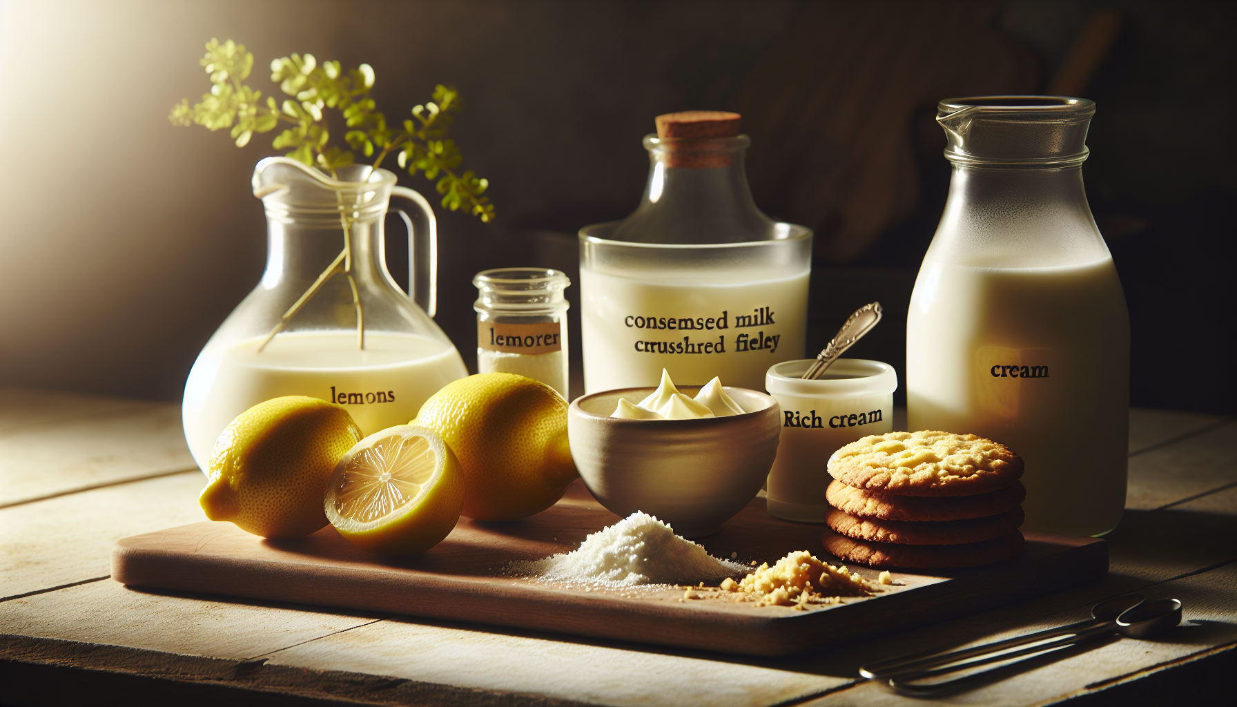 Ingredientes para torta de limão em close-up