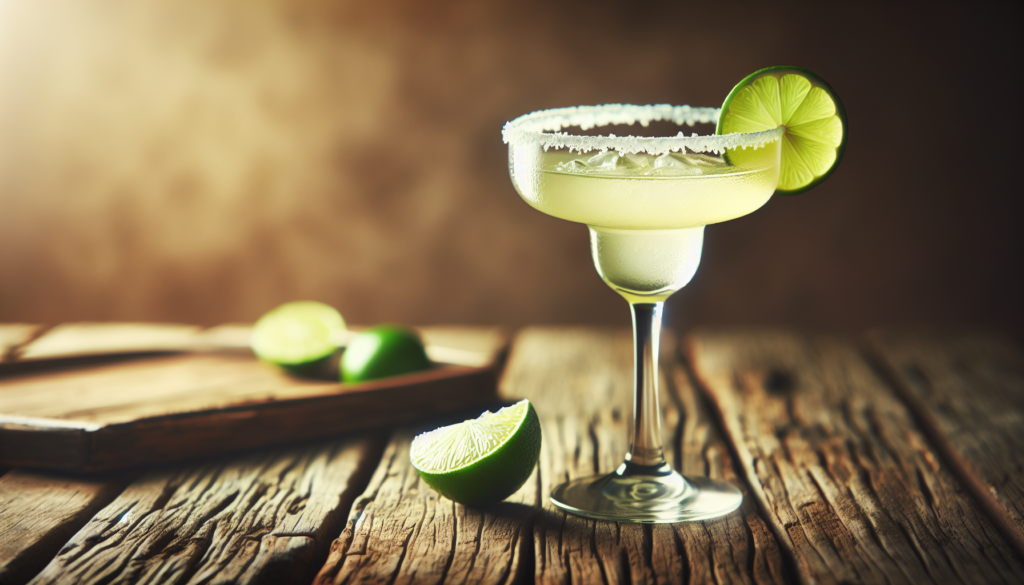 Copo com margarita bebida receita clássica decorado com limão e borda de sal