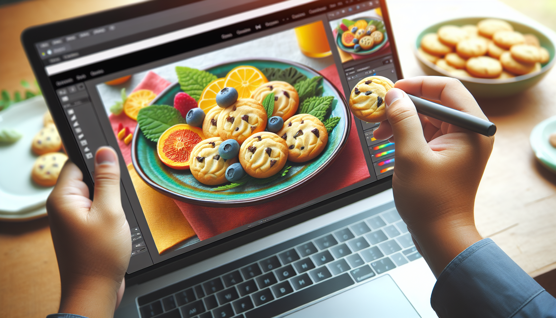 Biscoito saudável para bebê pronto servido em prato colorido