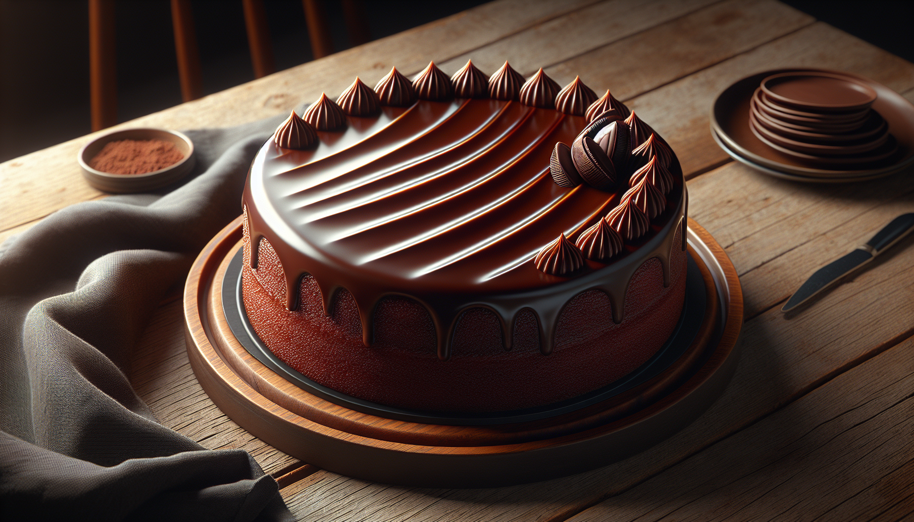 Bolo de chocolate pronto, macio e decorado