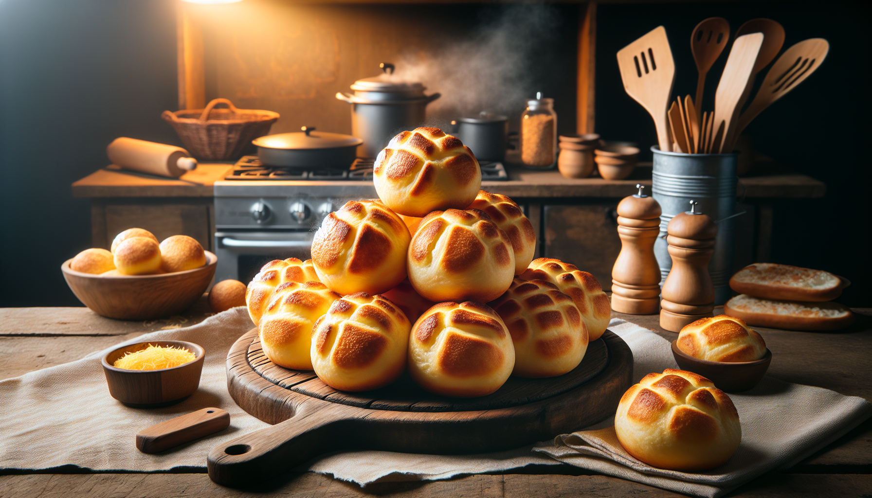 Pão de queijo caseiro pronto e dourado