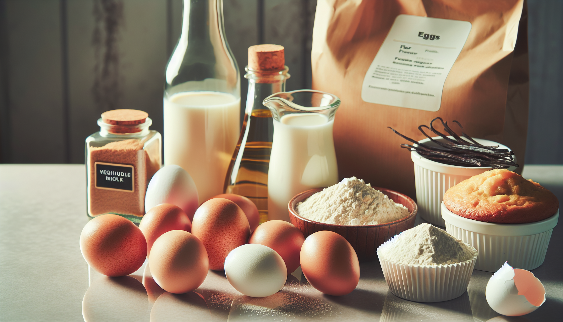 Ingredientes para receita de cupcake em close-up