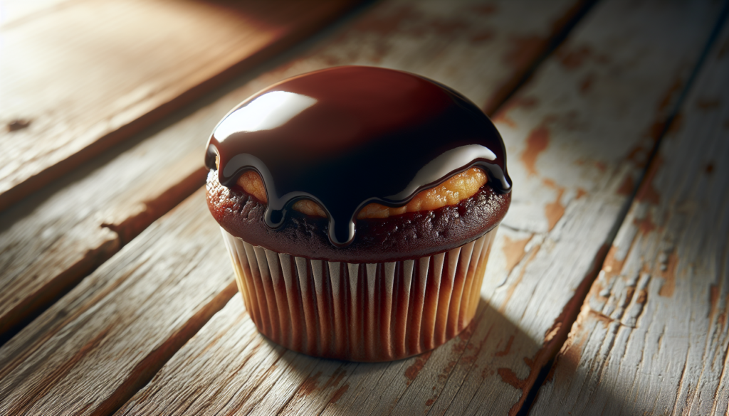 Cupcake pronto com cobertura de chocolate brilhante