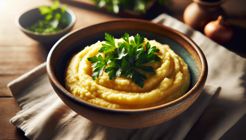 Prato de polenta cremosa pronta para servir