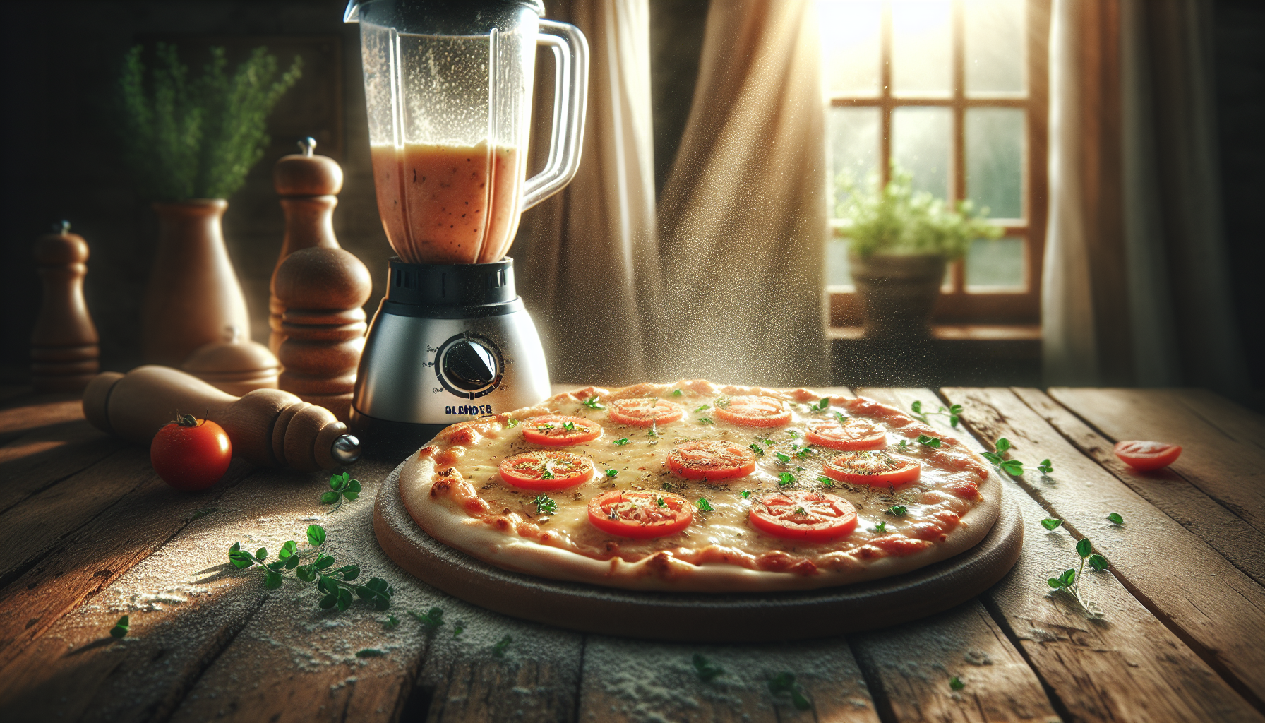 Pizza de liquidificador pronta com queijo derretido e orégano