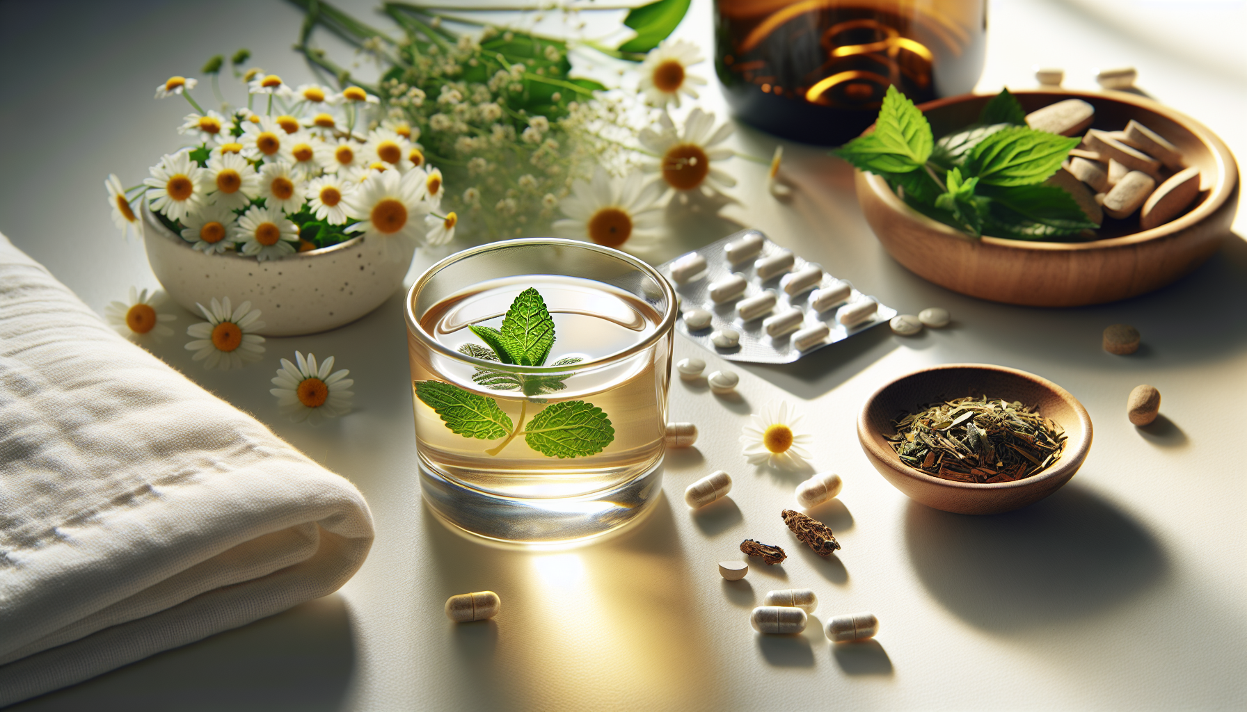 Variações de remédios para dormir sem receita, close-up dos ingredientes